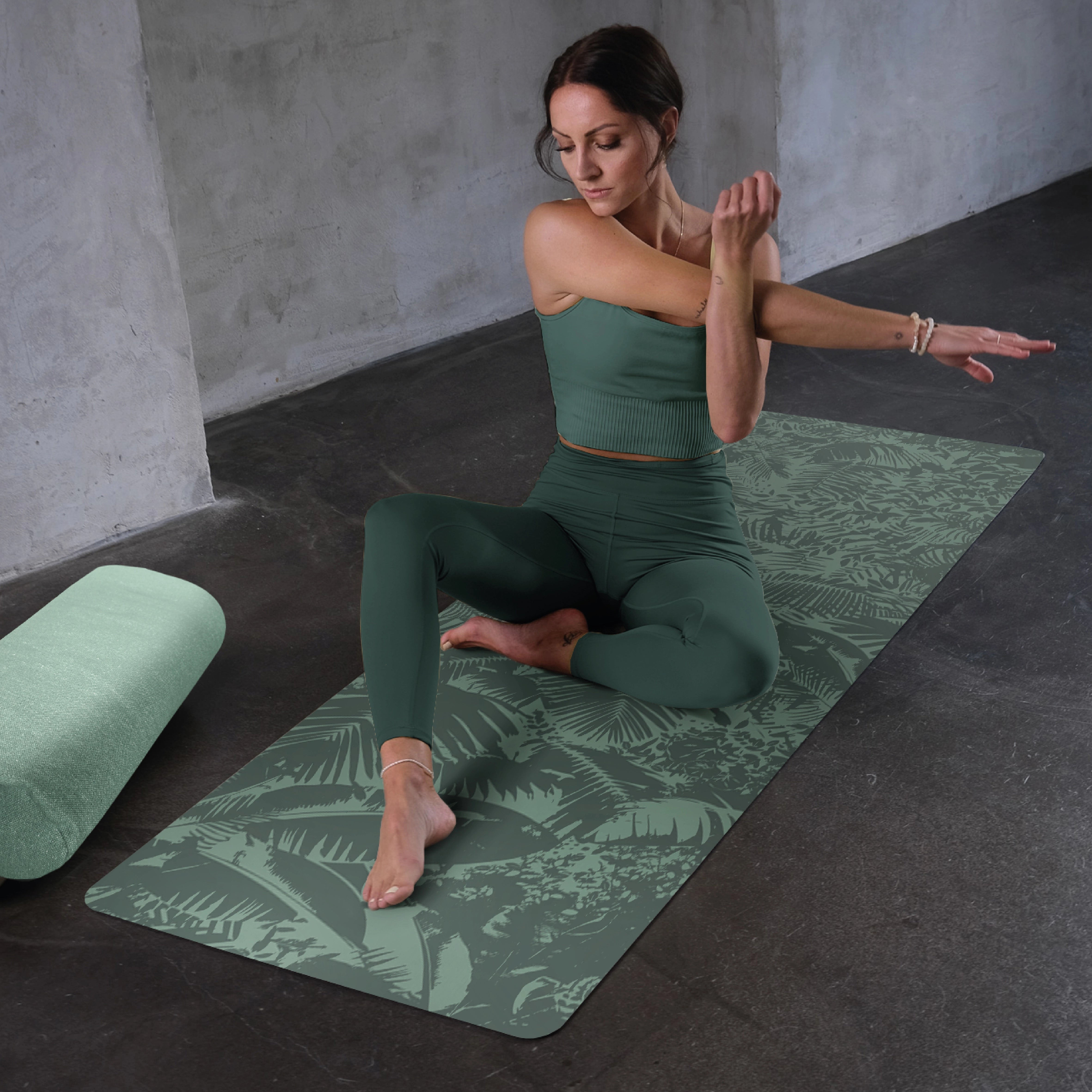 Advanced Grip Yogamatte - Green Botanic