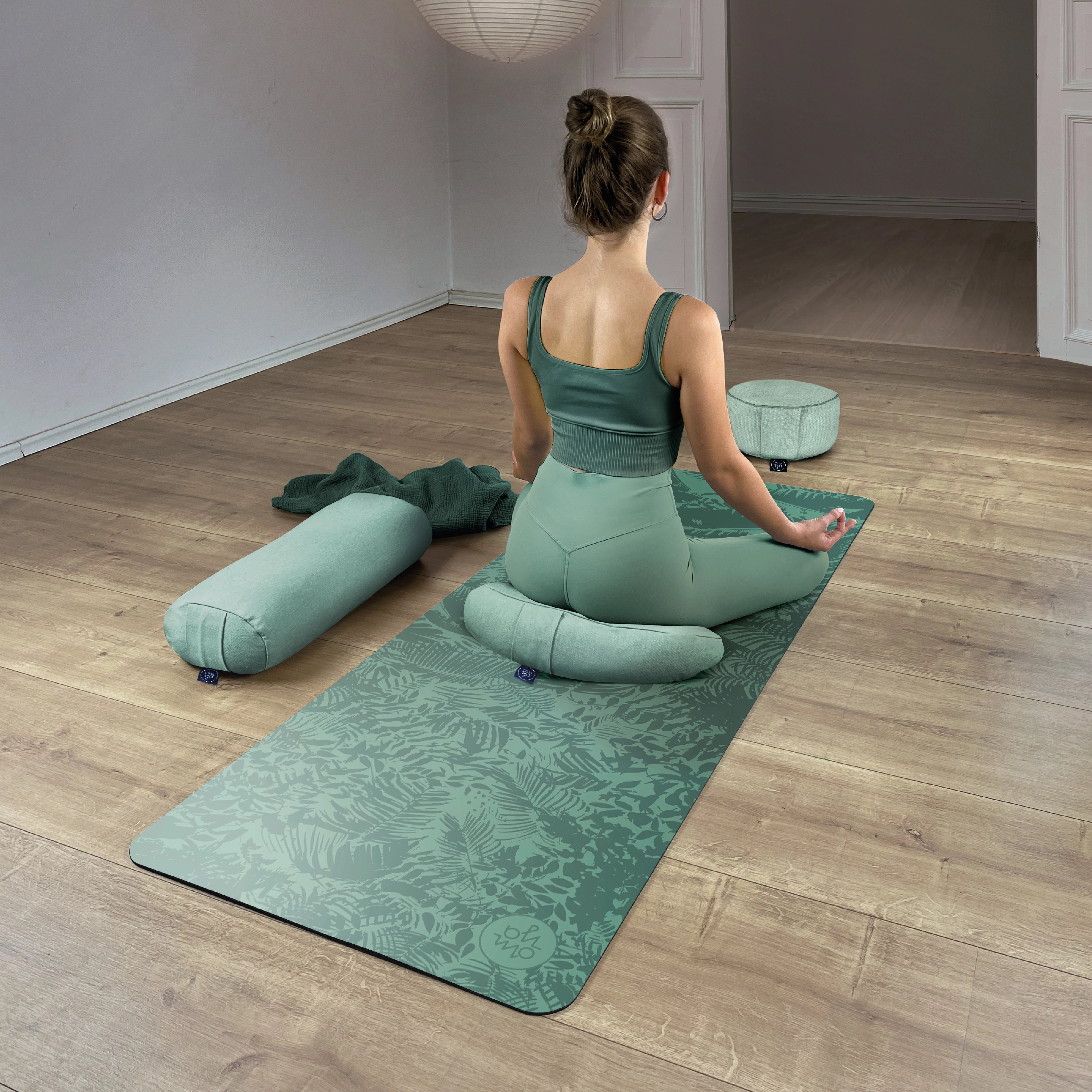 Advanced Grip Yogamatte - Green Botanic
