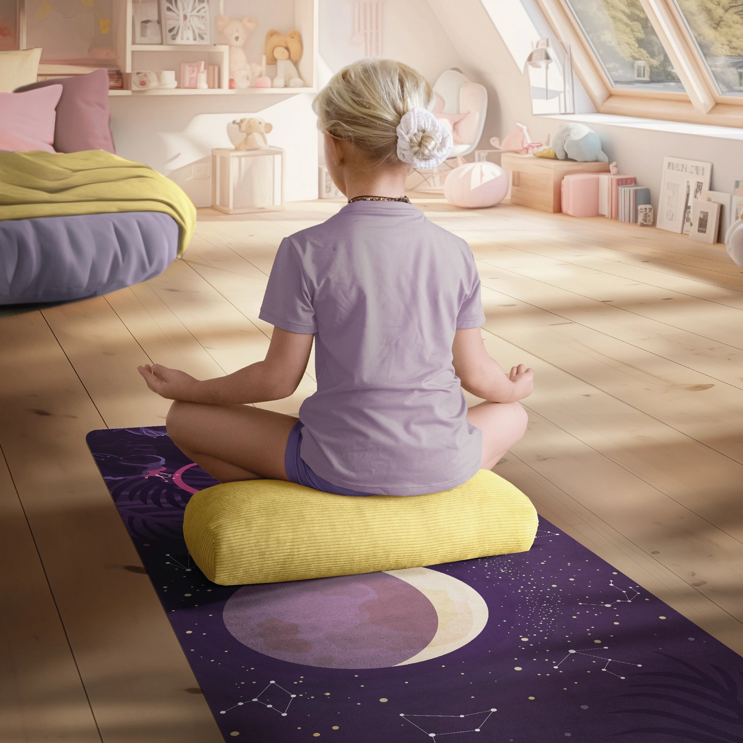 Traversin de yoga enfant - cordon citron